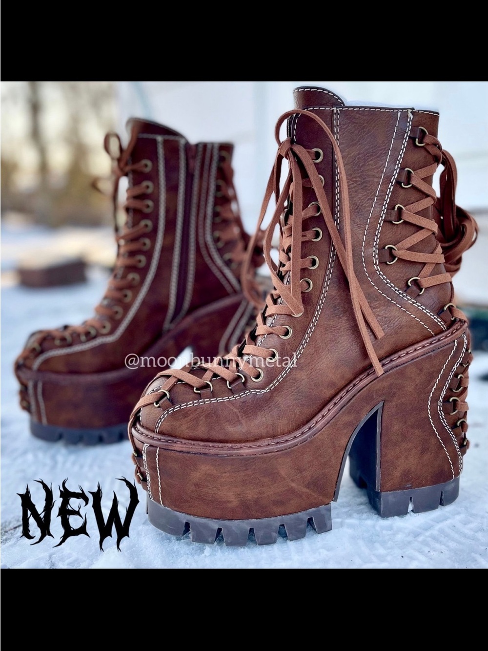 NEW Dolls Kill fairy Woodland Club Exx corset platform heels faux leather boots